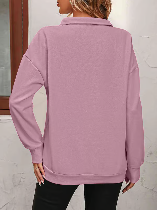Womens Zip-Up Dropped Shoulder Sweatshirt