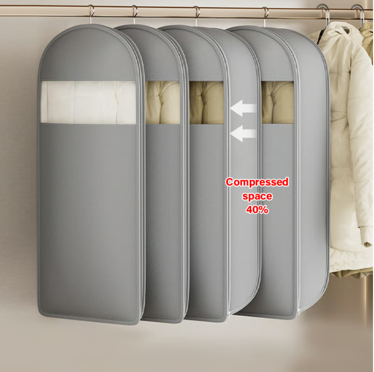 🔥2025 Space Saving Hanging Garment Bag with Self Compression Zipper