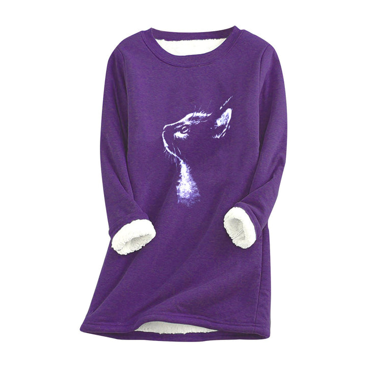 Printed plush sweater cat head