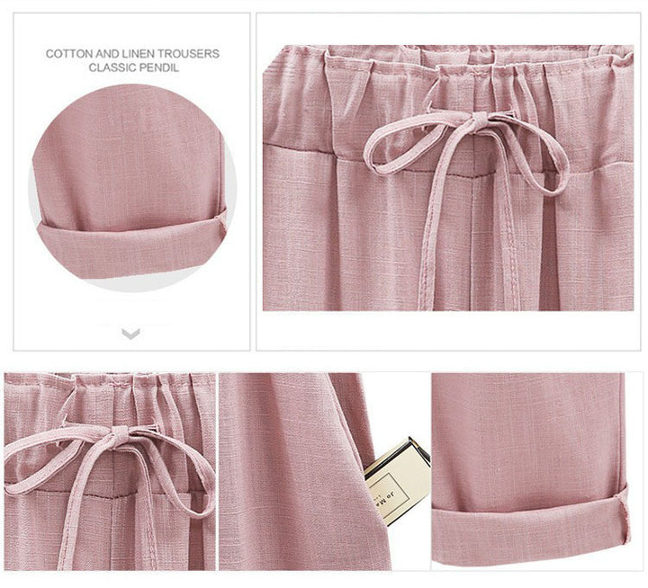 Womens Spring And Autumn New Large Size Cotton And Linen Pants