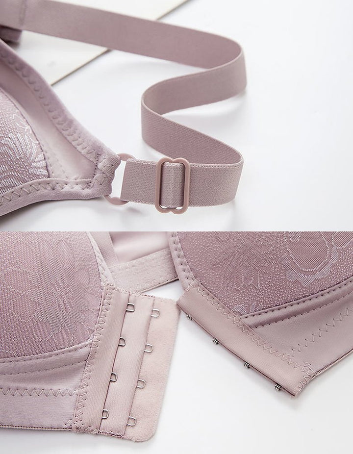 Sexy Pattern Front Buckle Gathered Bra