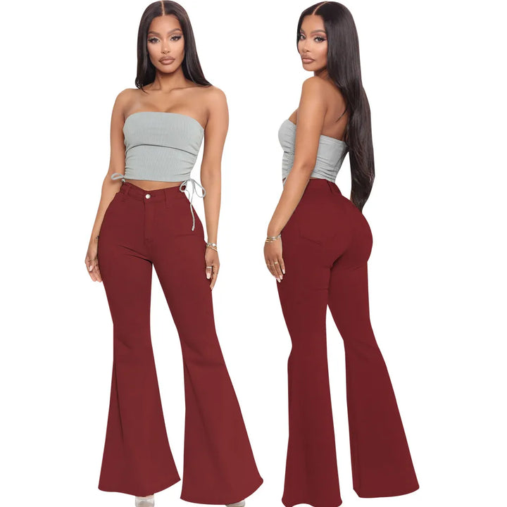 BASICS HIGH-WAISTED HIGH STRETCHY FLARED JEANS