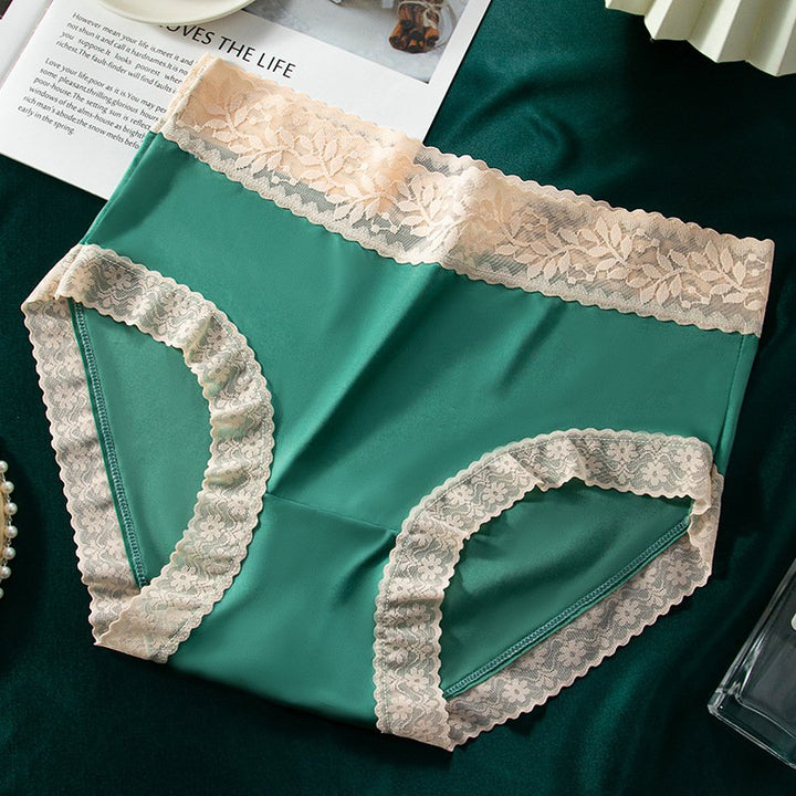 Plus Size High Waist Ice Silk Satin Panties