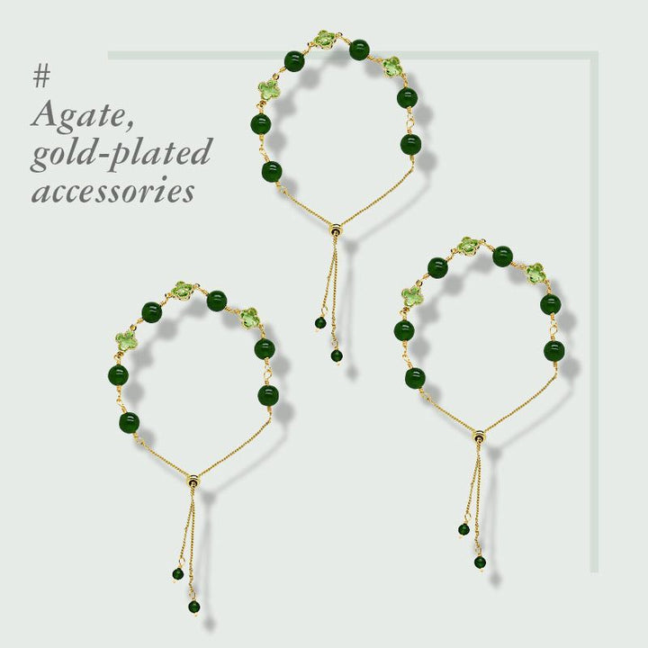 2022 FOUR LEAF CLOVER CHALCEDONY GOOD LUCK BRACELET