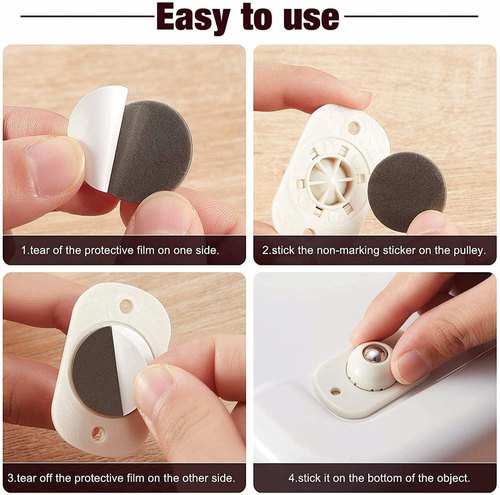 360 Degree Rotation Sticky Pulley 4 PCS