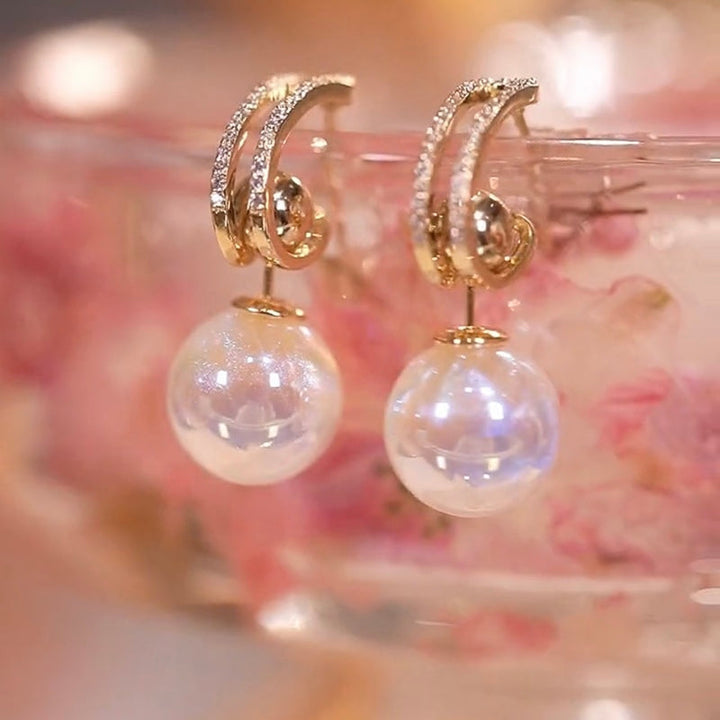 Zircon Micro set Pearl Earrings