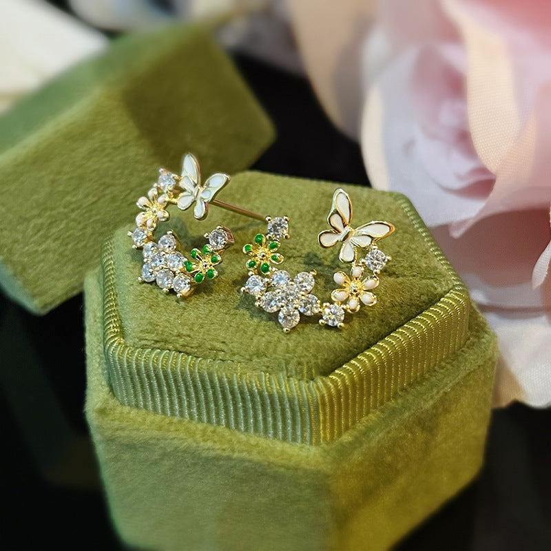 Vintage Floral Butterfly Earrings